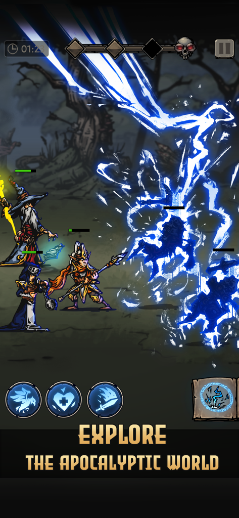 Darkest AFK: IDLE RPG Arena - Three fantasy heroes battle monsters with magic in a grimdark apocalyptic world