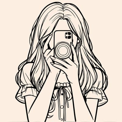 a realistic girl holding her phone taking pictures