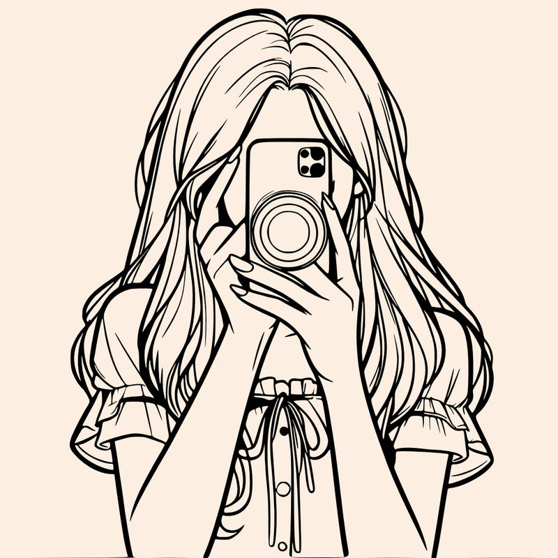 a realistic girl holding her phone taking pictures