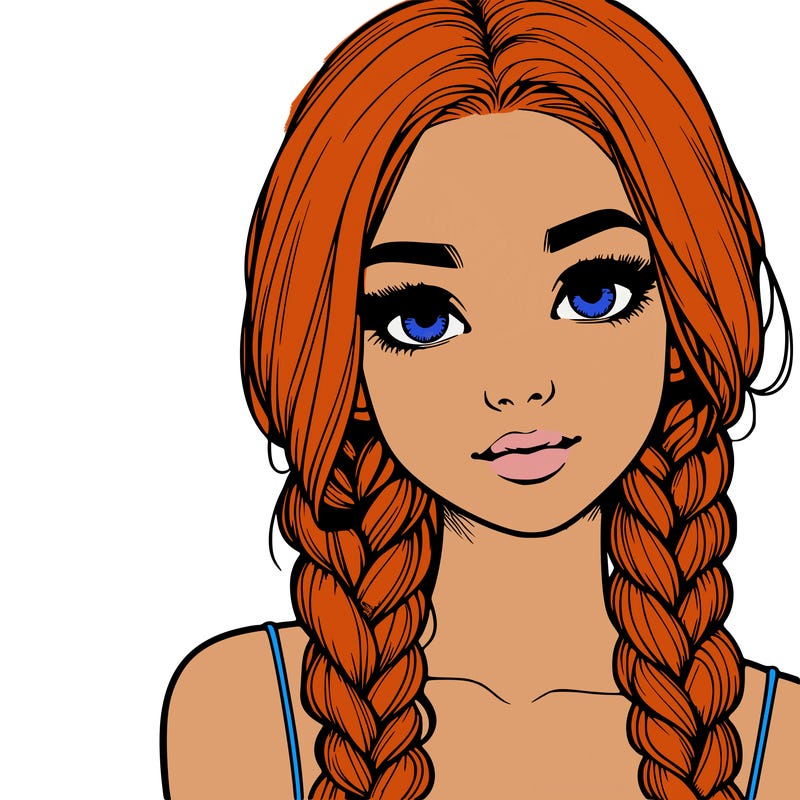 realistic girl with braids