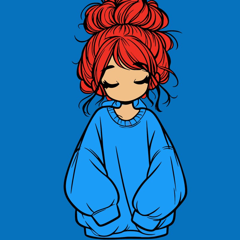 girl with baggy sweatshirt and messy bun
