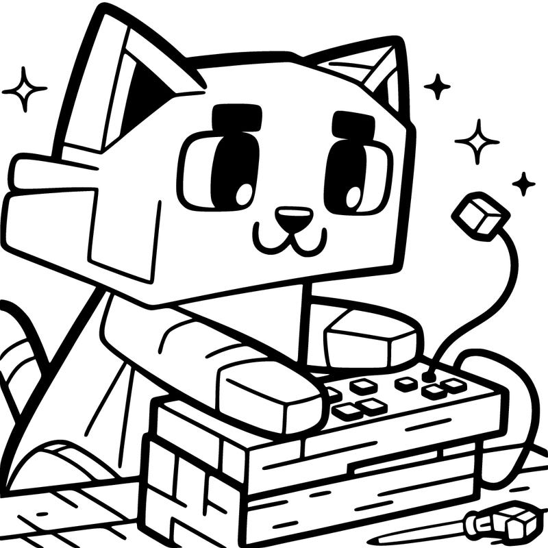 cat playing mincraft