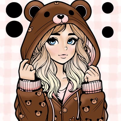 realistic girl in a animal pjs hoodie