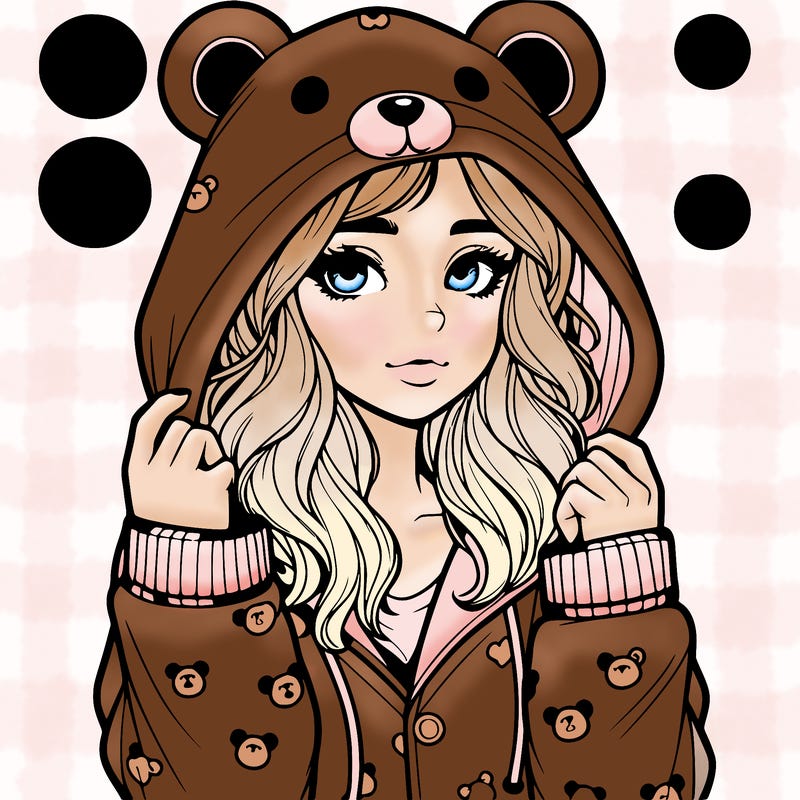 realistic girl in a animal pjs hoodie