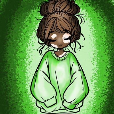 girl with baggy sweatshirt and messy bun