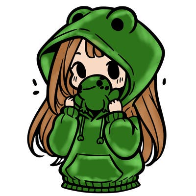 a girl holding a froggy hoodie