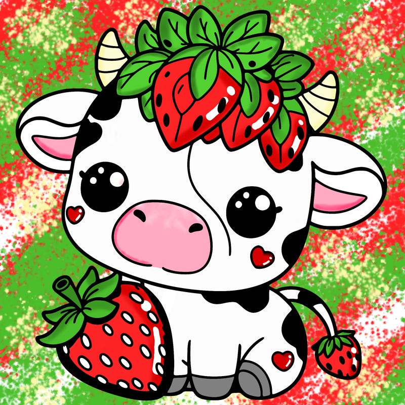 cute strawberry cow