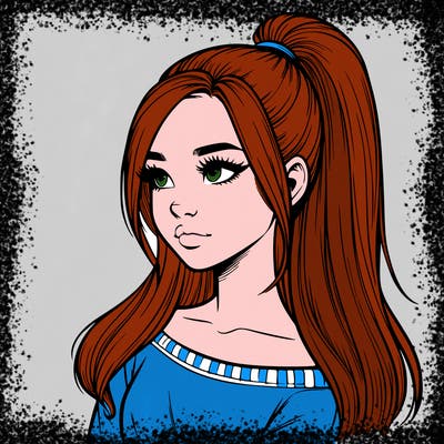 realistic girl with a high ponytail