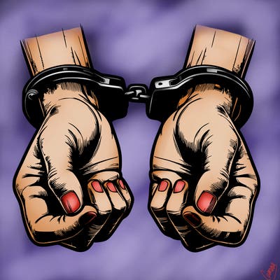 realistic hands in handcuffs