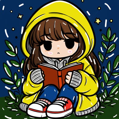 girl in oversized hoodie reading a book