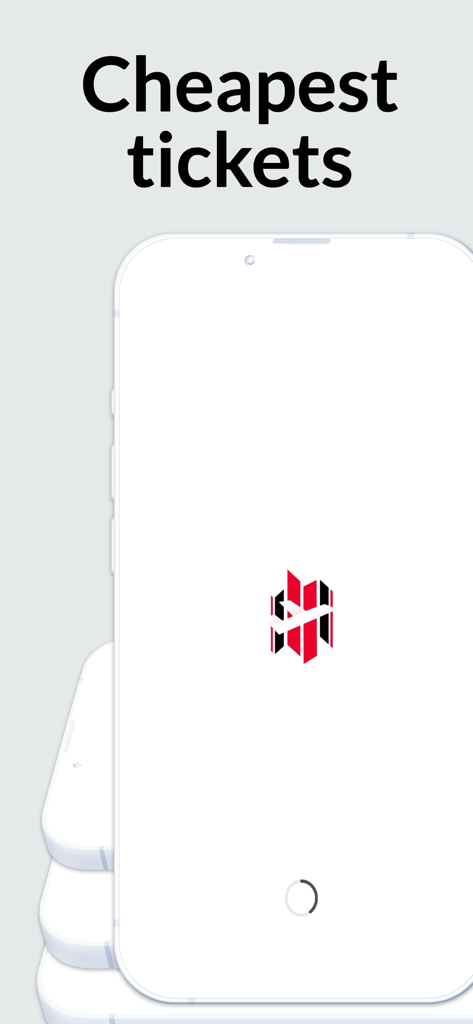 格安航空券アプリの起動画面が表示されたスマートフォン。画面には「最安値チケット」と表示されています。