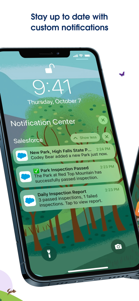 Salesforce - Salesforce mobile app custom push notifications on an iPhone lock screen showing real-time business updates