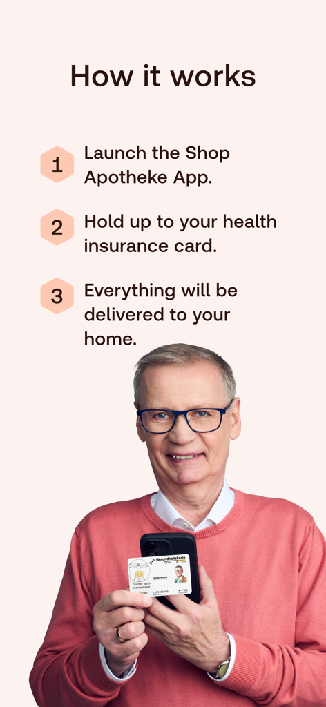 Step by step guide for scanning a health insurance card with the Shop Apotheke app to get prescriptions delivered home