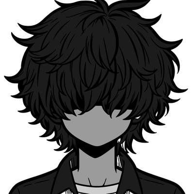 manga boy fluffy hair covering his eyes