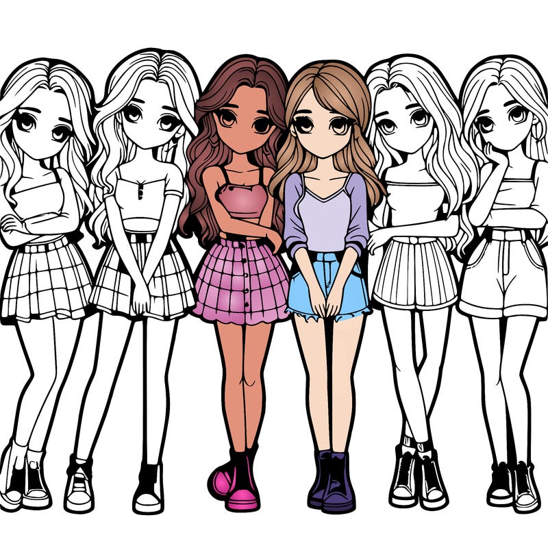 a group of girls realistic