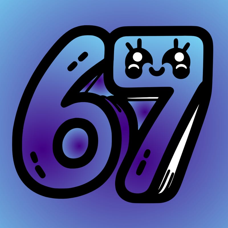the numbers 67