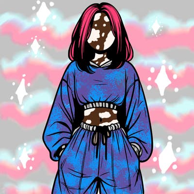 realistic girl faceless with baggy pants and a crop top