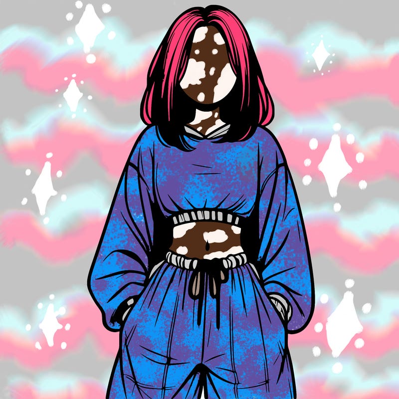 realistic girl faceless with baggy pants and a crop top