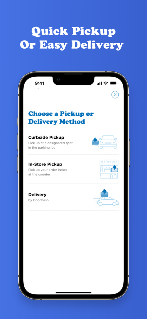 IHOP - IHOP mobile app screen showing options for curbside pickup in-store pickup and delivery