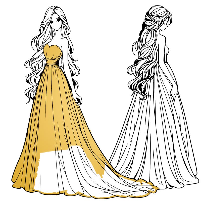 realistic woman with long flowing dress