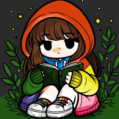 girl in oversized hoodie reading a book
