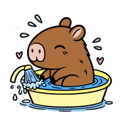 capybara taking a bath