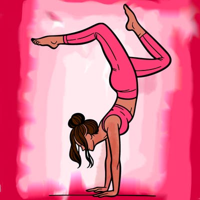 a woman doing a handstand