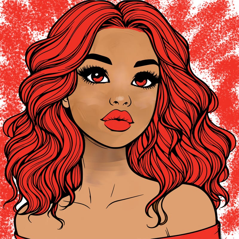realistic girl with wavy hair and lips