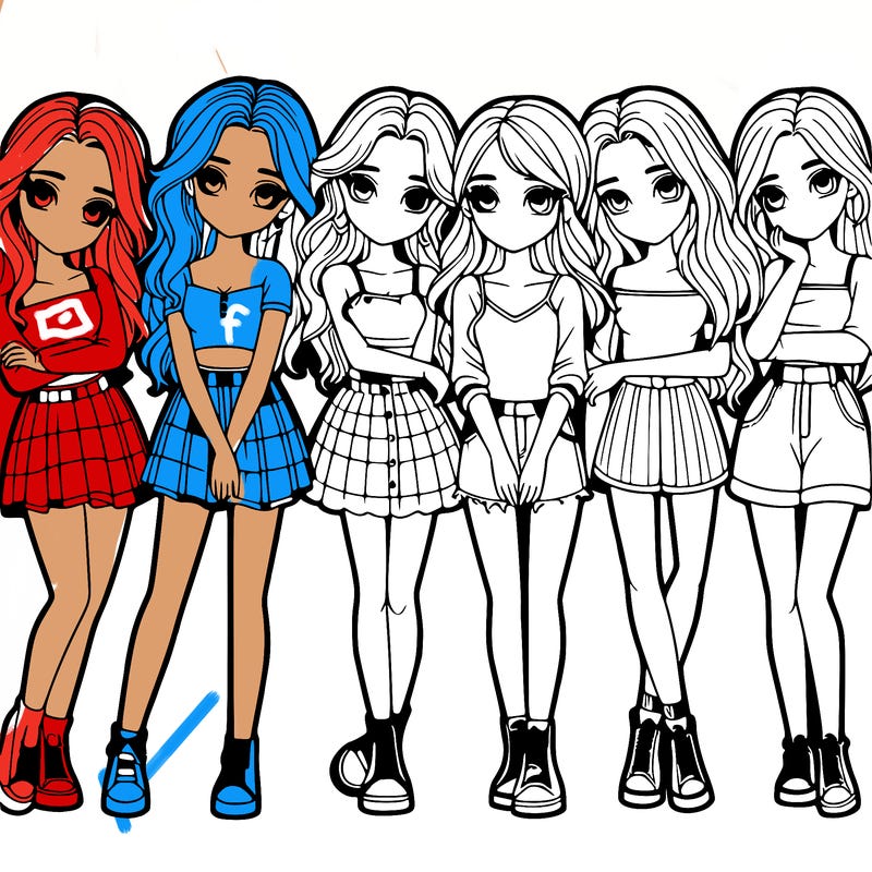 a group of girls realistic