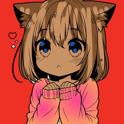 shy anime catgirl