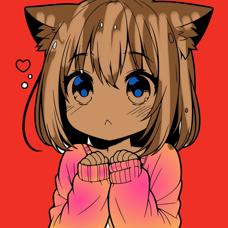 shy anime catgirl