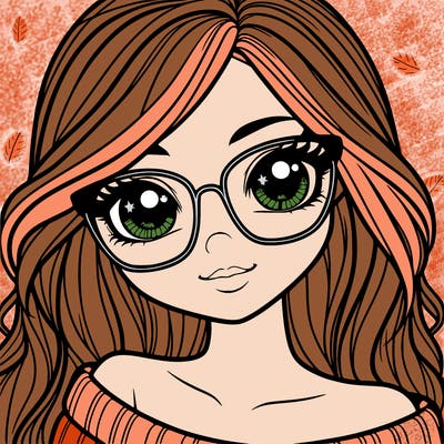 girl with beautiful eyes, hair, and glasses