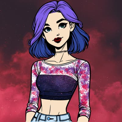 realistic girl in crop top