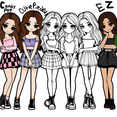 a group of girls realistic