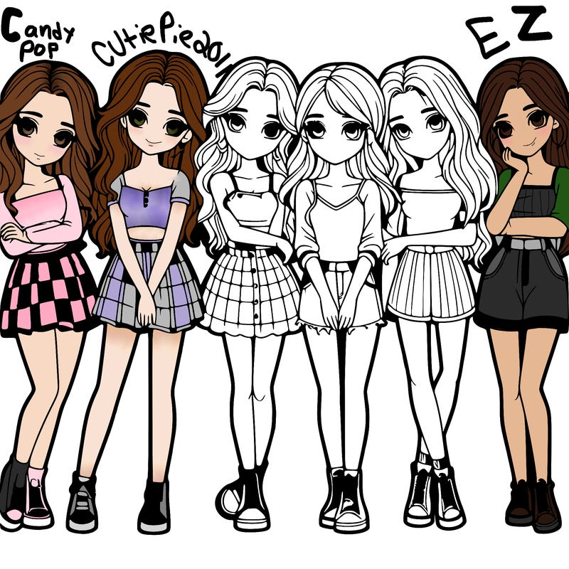 a group of girls realistic