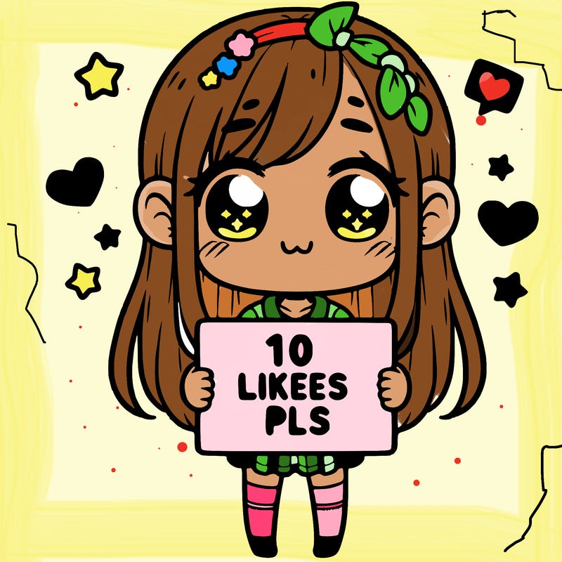 cute girl holding a sign saying 10 likes pls