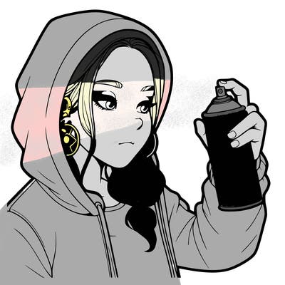 a realistic girl, spray painting