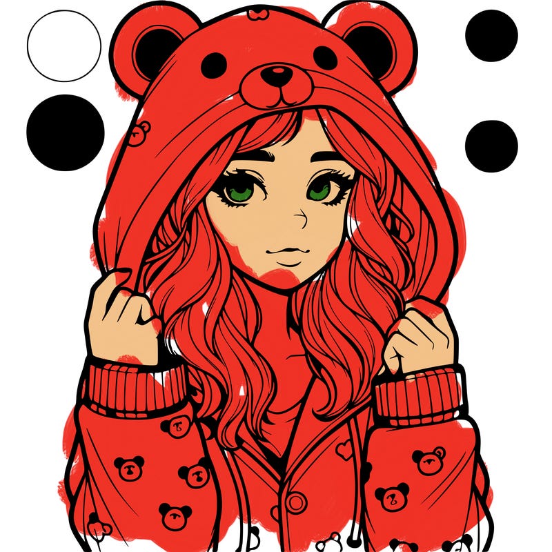 realistic girl in a animal pjs hoodie