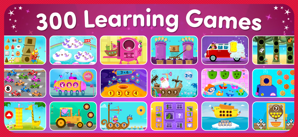 A preview of over 300 educational math and logic games for toddlers