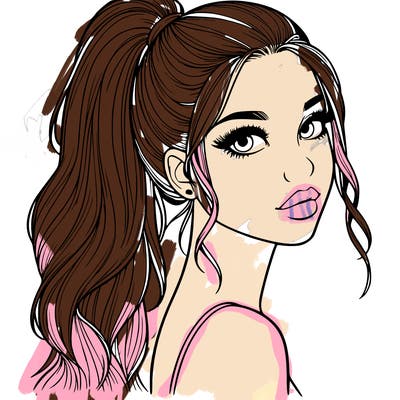 realistic pretty girl with high pony tail