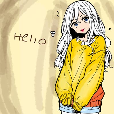manga teen girl  in a sweater and baggy pants