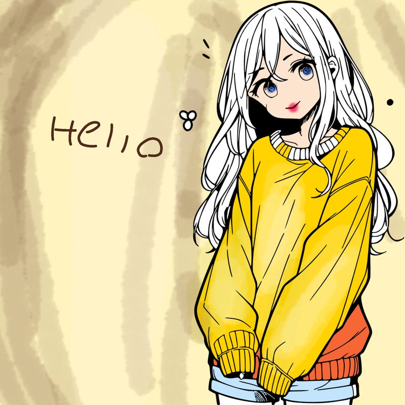 manga teen girl  in a sweater and baggy pants