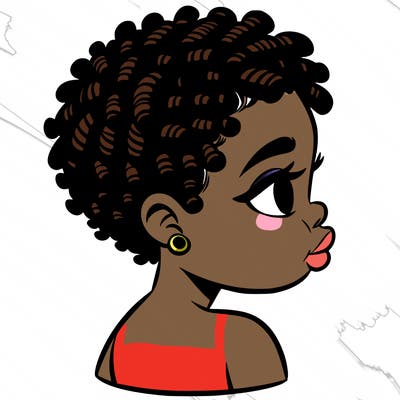 black woman with short twist chubby