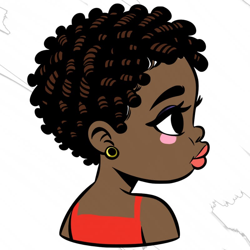 black woman with short twist chubby