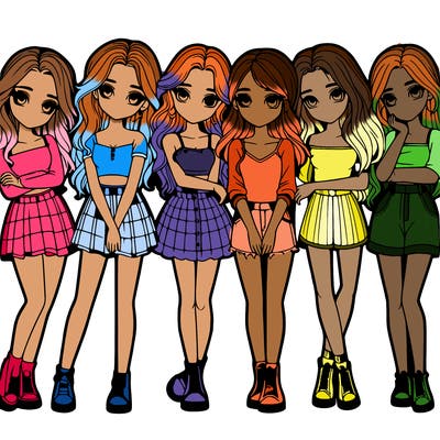 a group of girls realistic