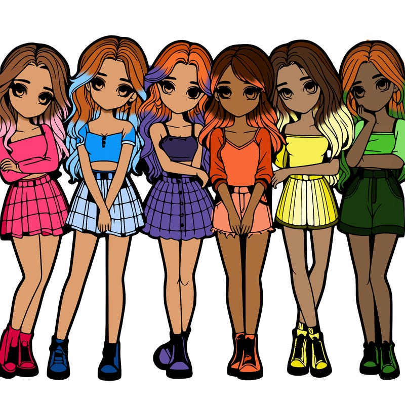 a group of girls realistic