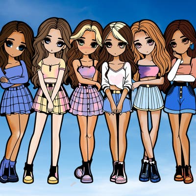 a group of girls realistic