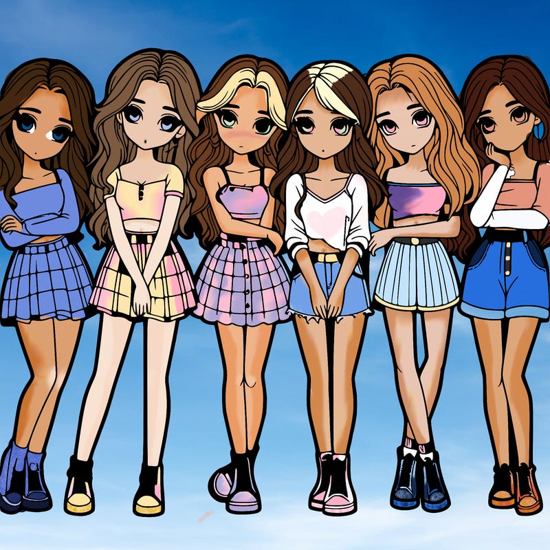 a group of girls realistic