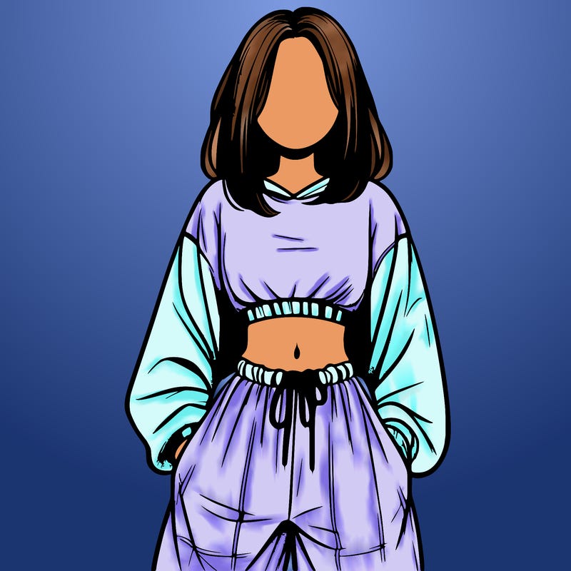 realistic girl faceless with baggy pants and a crop top