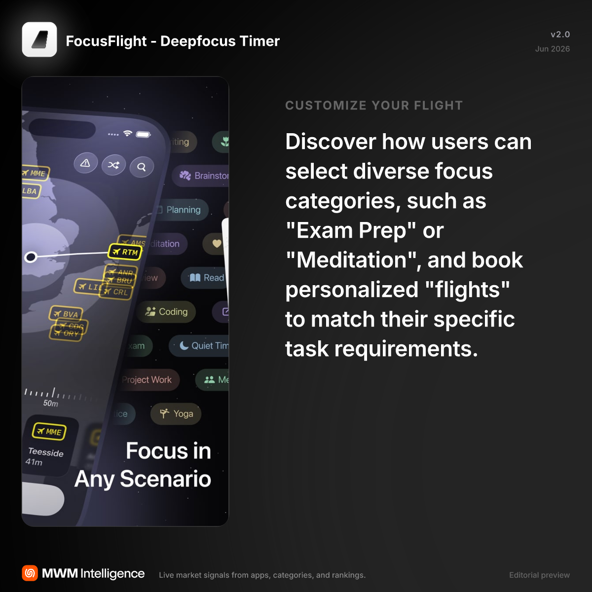 FocusFlight - Deepfocus Timer - Productivity App | MWM